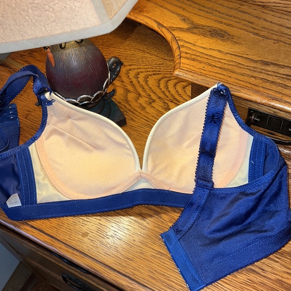 Sexy Push Up Bra Women Size 34B 38/85 Blue Lace Over Cream Cup Full Coverage NEW - Picture 6 of 16